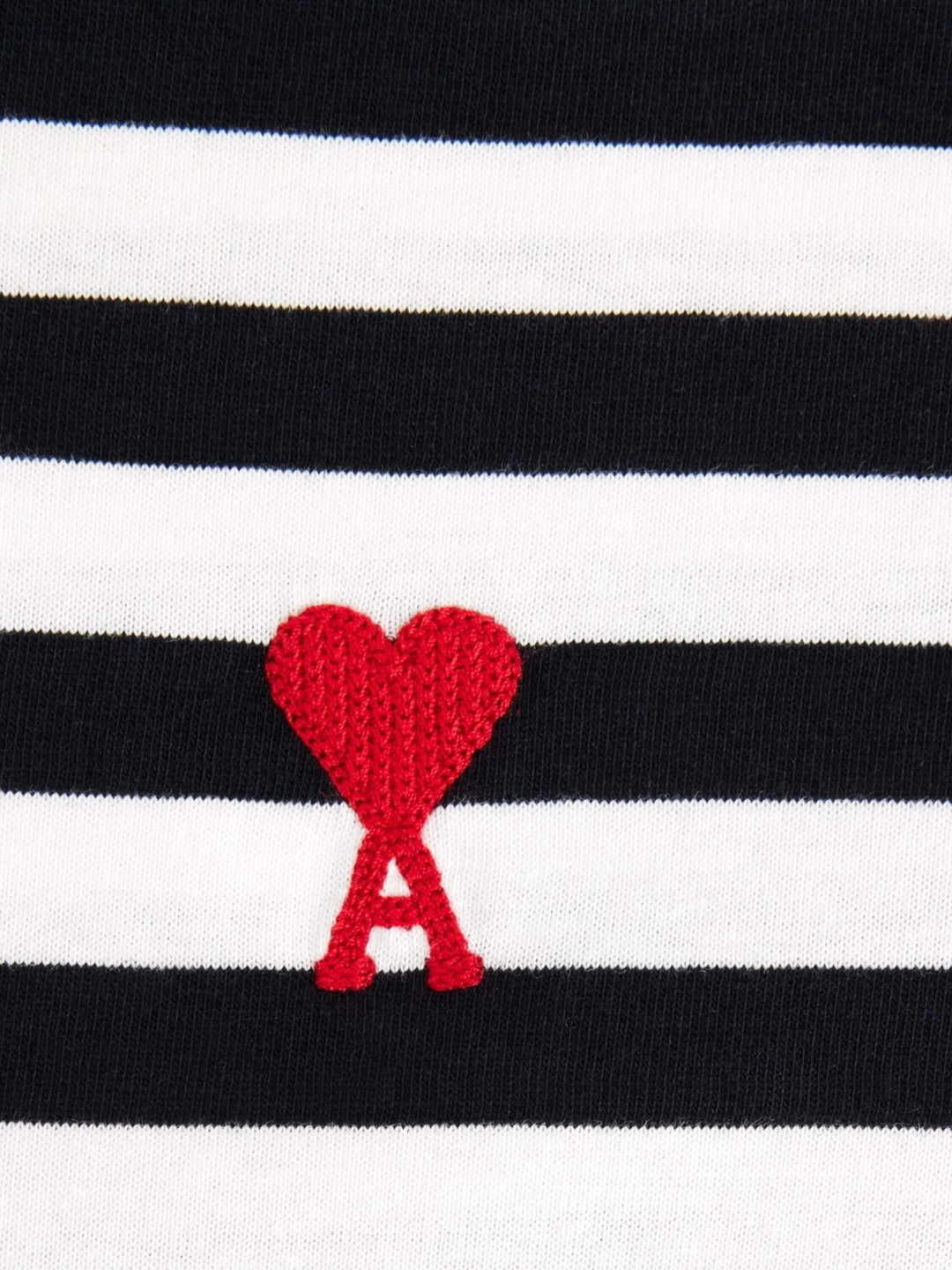 Black and white striped shirt with red heart on sale